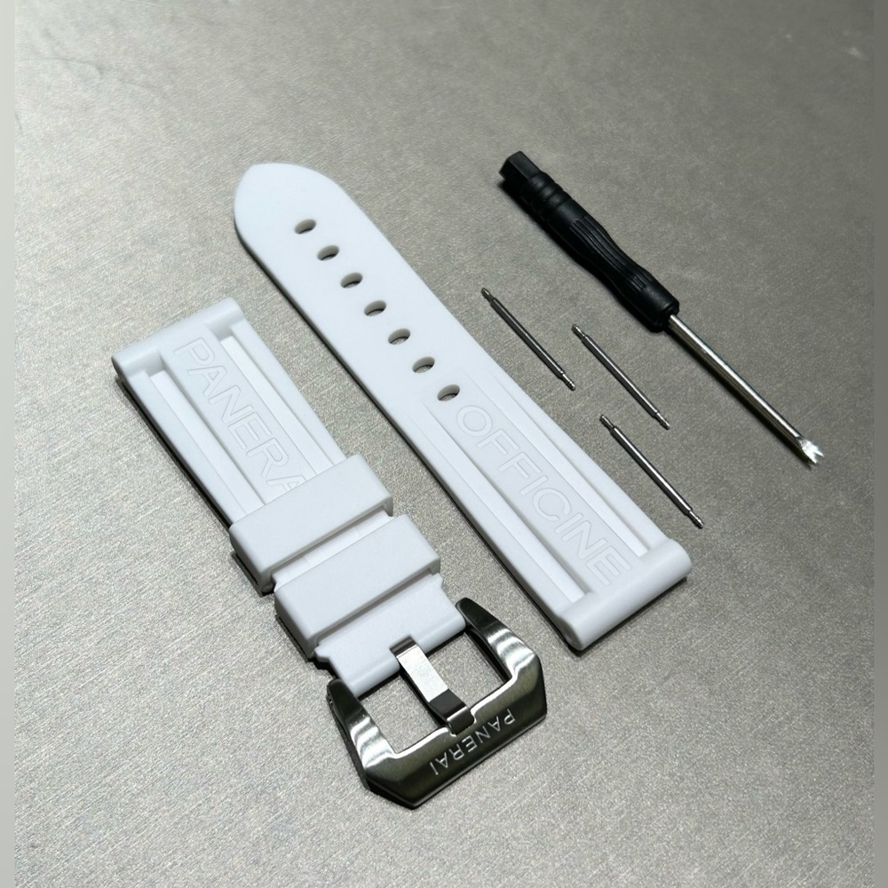 Panerai Rubber Strap 24mm W/ Tool and Rods in WHITE